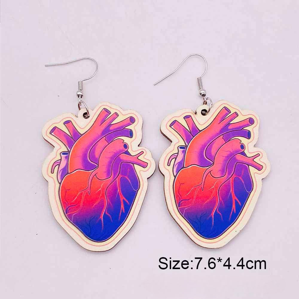 Wholesale Valentine's Day Love Hot Air Balloon Dwarf Lips Wooden Earrings